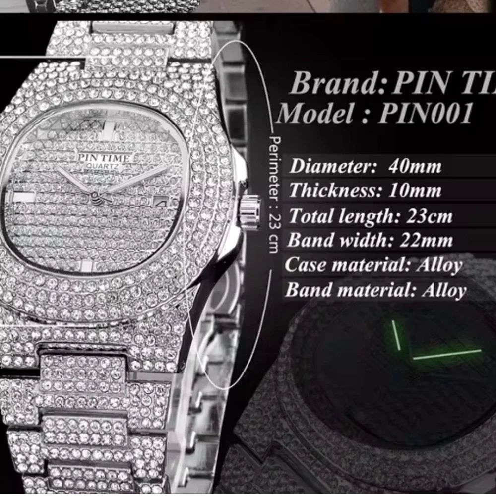 Pin Time Men's Quartz Fashion‎ Watch Rhinestone - Picture 2 of 5